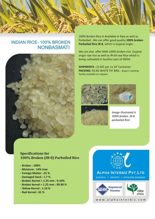 Non Basmati Raw Rice - 100% Broken (Ir64)