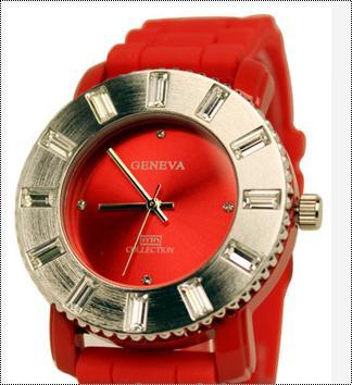 Fashion Cased Silicon Band Watch Red Application: Lab