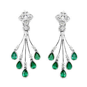 Chandelieir Emerald Diamonds Earrings