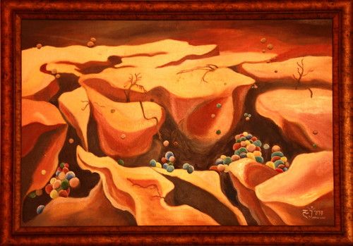 Modern Art Oil Painting of Rocks