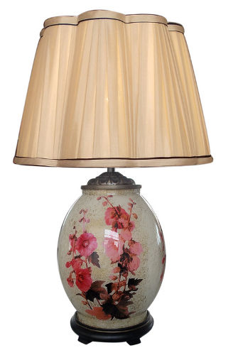 Pink Hollyhocks Table Lamp