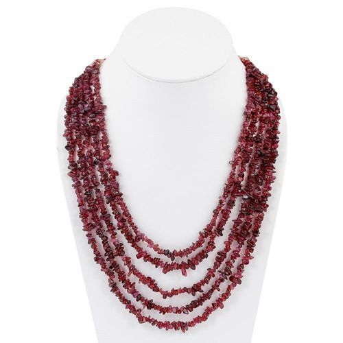 Fashionable 5 Line Maroon Garnet Stones Necklace