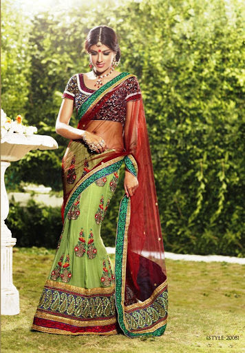 Trendy Wedding Wear Half lehnga - Half saree | south indian style half saree  half lehenga