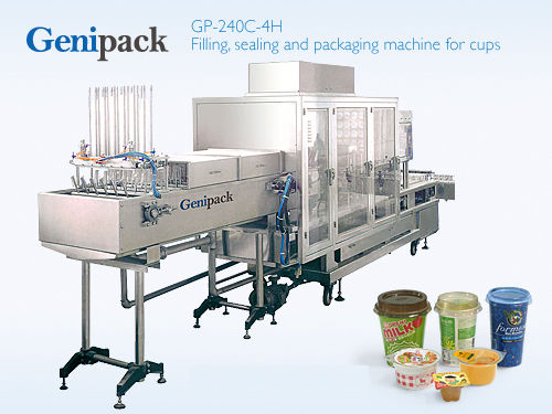 Filling, Sealing And Packaging Machine For Cups