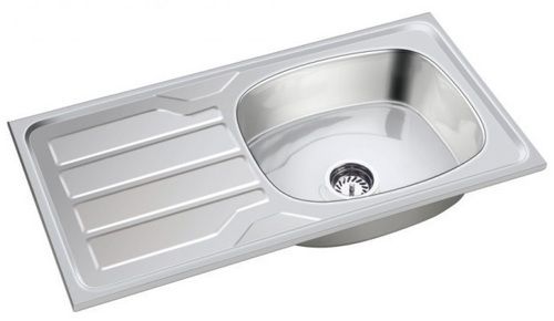 White Ss Kitchen Sink 37X18 Single Bowl With Drain Board