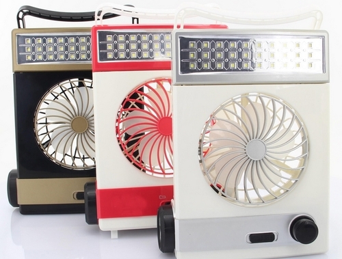 Led Multifunction Rechargeable Fan - ABS, 15x3.5x21.5cm, 32pcs LED | Portable, Long-Lasting Battery, Durable Design