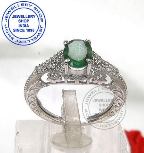 Natural Emerald Ring in 92.5% Silver