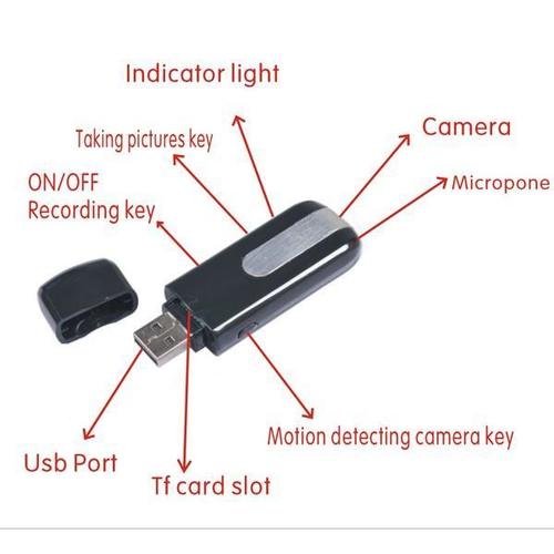 Pen Drive Spy Camera - Color: Black