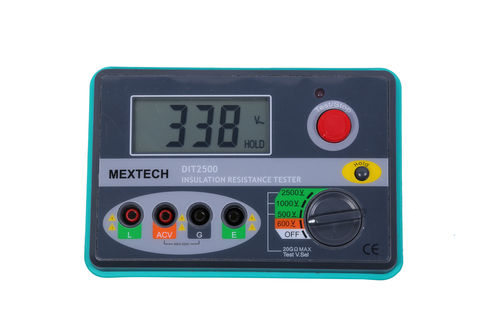 Digital Insulation Resistance Tester - DIT-2500 | 0-20GΩ Measurement, 500/1000/2500V Testing Voltages, AC Voltage Test to 600V, Low Resistance Buzzer, Includes Test Leads and Carry Case