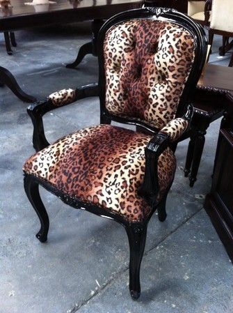 Leopard Faux Fur Louis French Chair