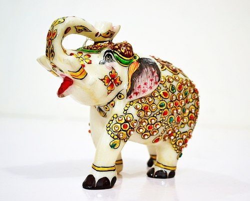 Crafted Stone Elephant Figurine Sculpture