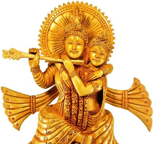 Wooden Radha Krishna Statue