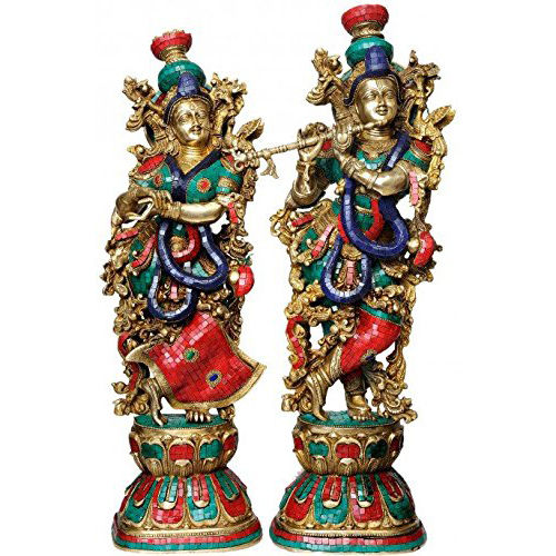 Brass Radha Krishna Idol Set Of 2 Pieces - Height: 30 Inch (In)