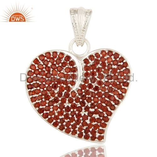 Heart Design 925 Silver Garnet Gemstone Pendant