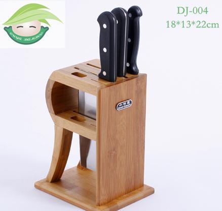 Letter "R" Shape Bamboo Kitchen Knife Holder Set