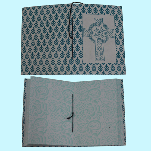 Handmade Paper Diary with Printed Cross and Designer Paper Section