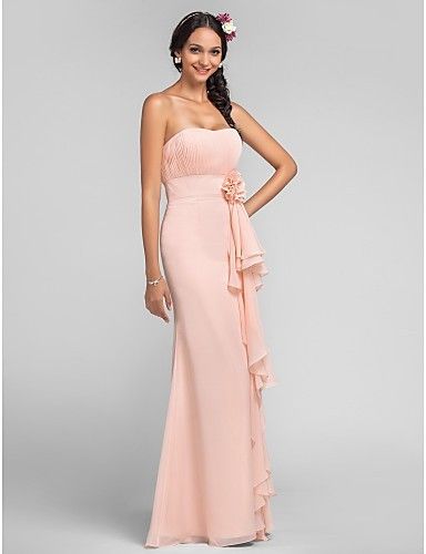 Sheath And Column Sweetheart Floor-length Chiffon Dresses