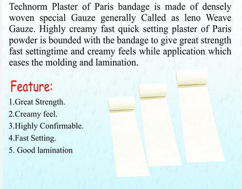 Plaster Of Paris Bandage - Leno Weave Gauze, High Setting Time , Creamy & Conformable with Superior Strength