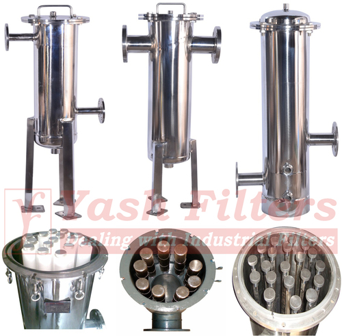 Cartridge Filter Housing - Stainless Steel 316L | High Dirt Holding Capacity Zero Hold Up Design Easy to Clean Low Pressure Drop In-Line High Flow Rates Positive Sealing Arrangement Customized Sizes Up to 60" Cartridges