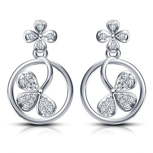 925 Sterling Silver Flower Design Fancy Look Drop Earrings