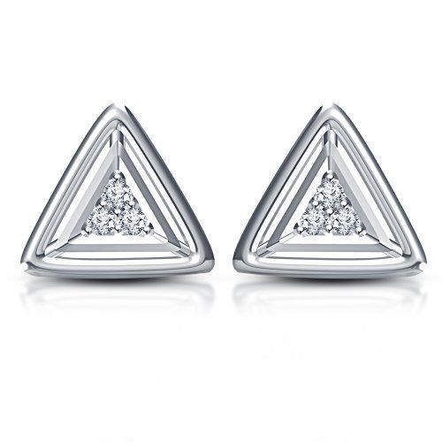 Sterling Silver Lovely Triangle Fancy Stud Earrings