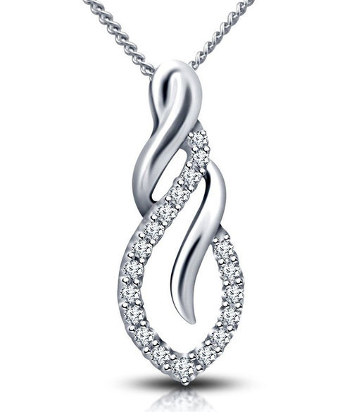 Sterling Silver White Cubic Zircon Fancy Pendant