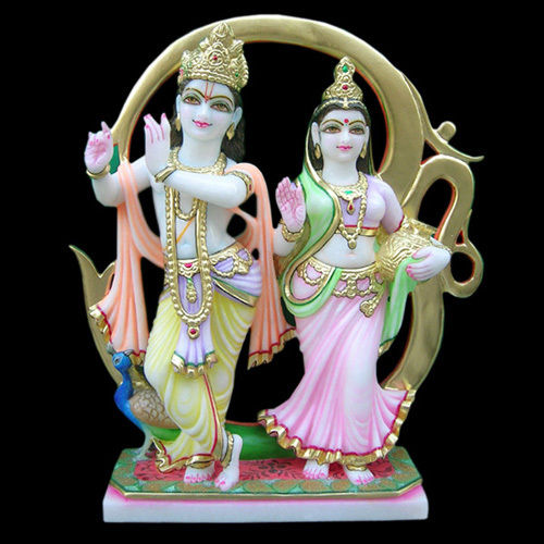 Radha Krishna Statue With Peacock