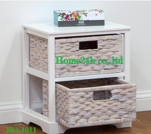 Water Hyacinth Cabinet 2 Drawers with Wooden Frame