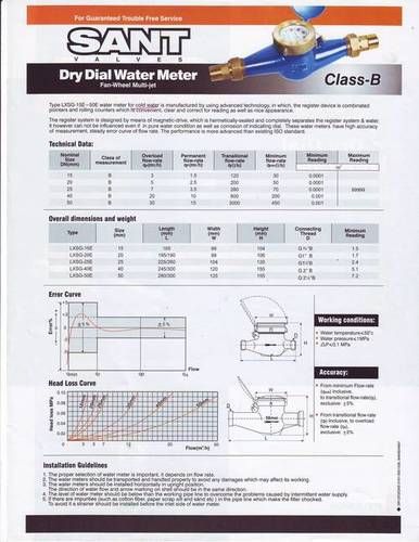 Brass Dry Dial Water Meter - ISO 4064 Class-B, Multijet Magnetic Drive Type, Max Temp 45°C | Screwed Female BSP Parallel Hose Union Ends, Max Working Pressure 1MPa