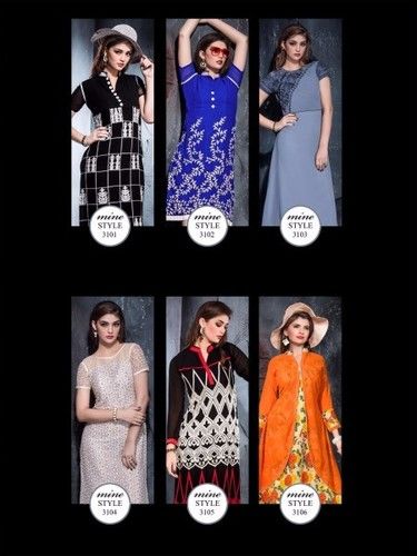 GEORGETTE KURTI PRINT PLUS EMBROIDERY WORK