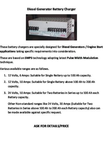 Diesel Generator Battery Charger