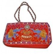 Traditional Print-Red Ladies Hand Bag