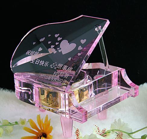 Crystal Glass Piano Music Box For Teacher Souvenir Gifts