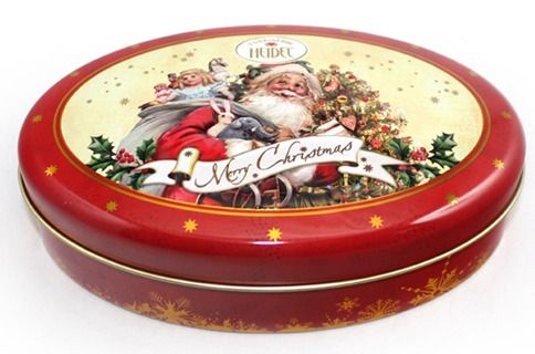 Fancy Oval Christmas Tin Box