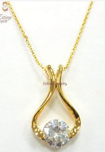 Noble Bride Designer Sterling Silver Cz Pendant With 14k Gold Plating