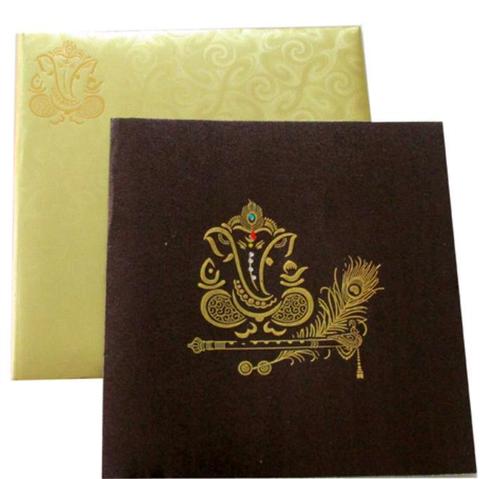 Designer Brown Metallic Wedding Card