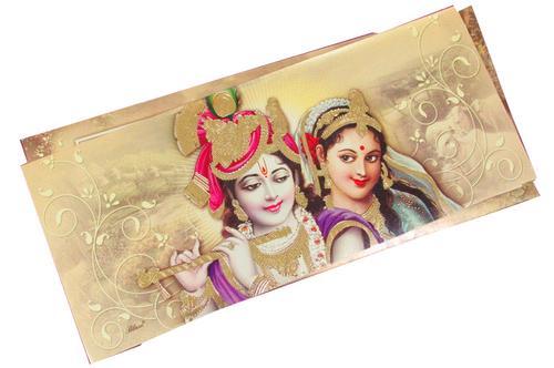 Radha Krishna Printed Wedding Cards