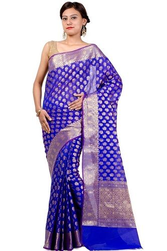 Traditional Royal Blue Monika Chanderi Banarasi Saree