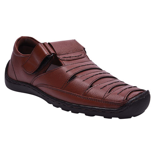 Men's White Leather Roman Sandals