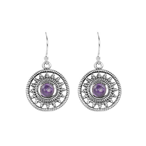 Ethnic Designer 925 Sterling Silver Amethyst Earring