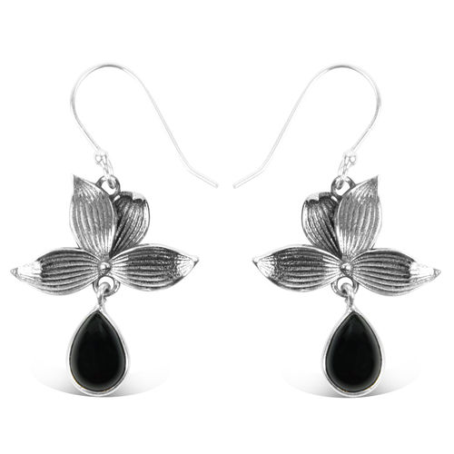 Sterling 925 Silver Black Onyx Fancy Designer Earrings