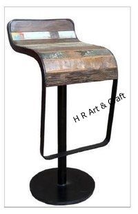 Modern Reclaimed And Metal Base Bar Chair