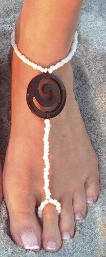 white Bead & koru coconut shell