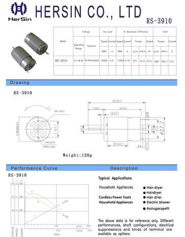 RS3910 High Voltage DC Motor For Household Appliances