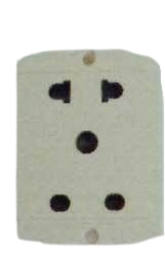 2 And 3 Pin Socket With Shutter - Plastic, 86x86 mm, White | Child Safety, Durable, Easy Install, Reliable, 6A, 250V