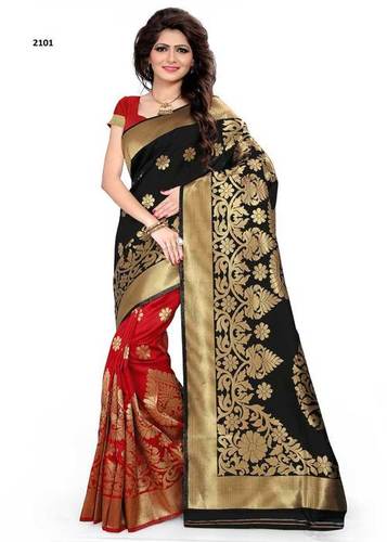 Fancy Red And Black Color Banarasi Silk Rich Pallu Party Wear Saree at Best  Price in Surat | Gunj Fashion