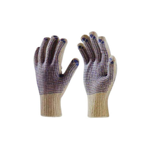 Poly Cotton Knitted Seamless Gloves with PVC Dots