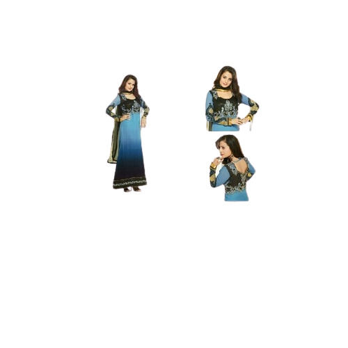 Embroidered Blue Anarkali Long Suit