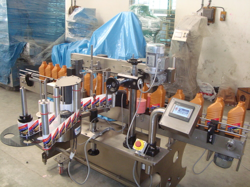 Double Side Sticker Labelling Machine - Stainless Steel, 24x18x12 Inches | Automatic, PLC Control, +/- 0.5 mm Accuracy, 1-Year Warranty