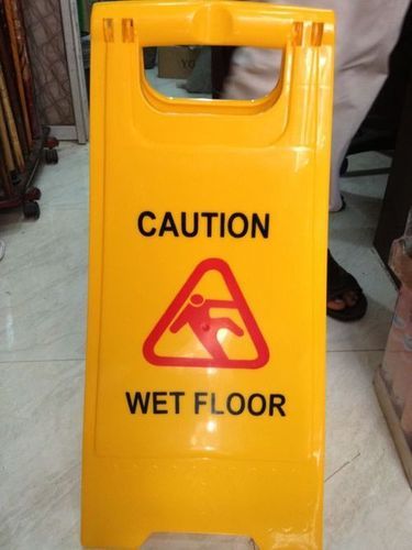 Wet Floor Sign Board - Plastic Material , Standard Size, Bright Yellow Design for Effective Safety Communication